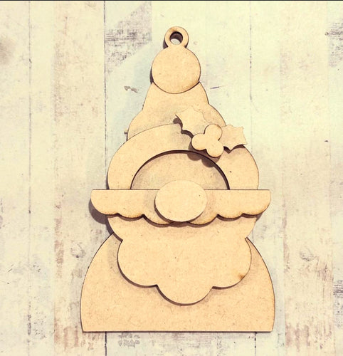 NO398 - MDF 2 Sizes Christmas Hanging Bauble - Half Bodied Santa Father - Olifantjie - Wooden - MDF - Lasercut - Blank - Craft - Kit - Mixed Media - UK