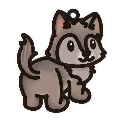 OL4490  - MDF Doodle Cute Animal Hanging - Wolf 3 - Olifantjie - Wooden - MDF - Lasercut - Blank - Craft - Kit - Mixed Media - UK
