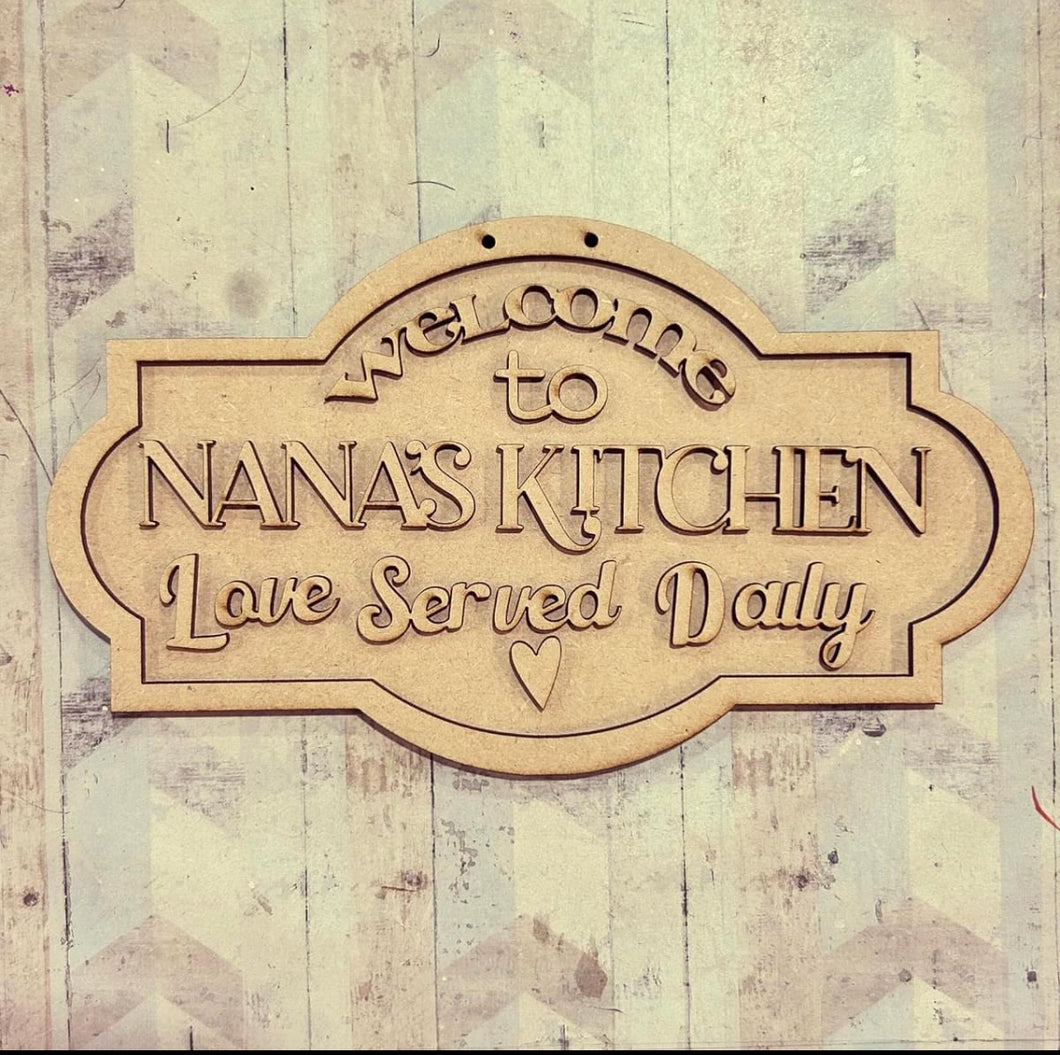 NO409 - MDF Large Nanas Kitchen  Sign - Olifantjie - Wooden - MDF - Lasercut - Blank - Craft - Kit - Mixed Media - UK