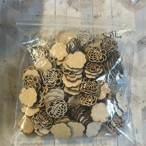 Sale - CC34 Large bag peonies - Olifantjie - Wooden - MDF - Lasercut - Blank - Craft - Kit - Mixed Media - UK
