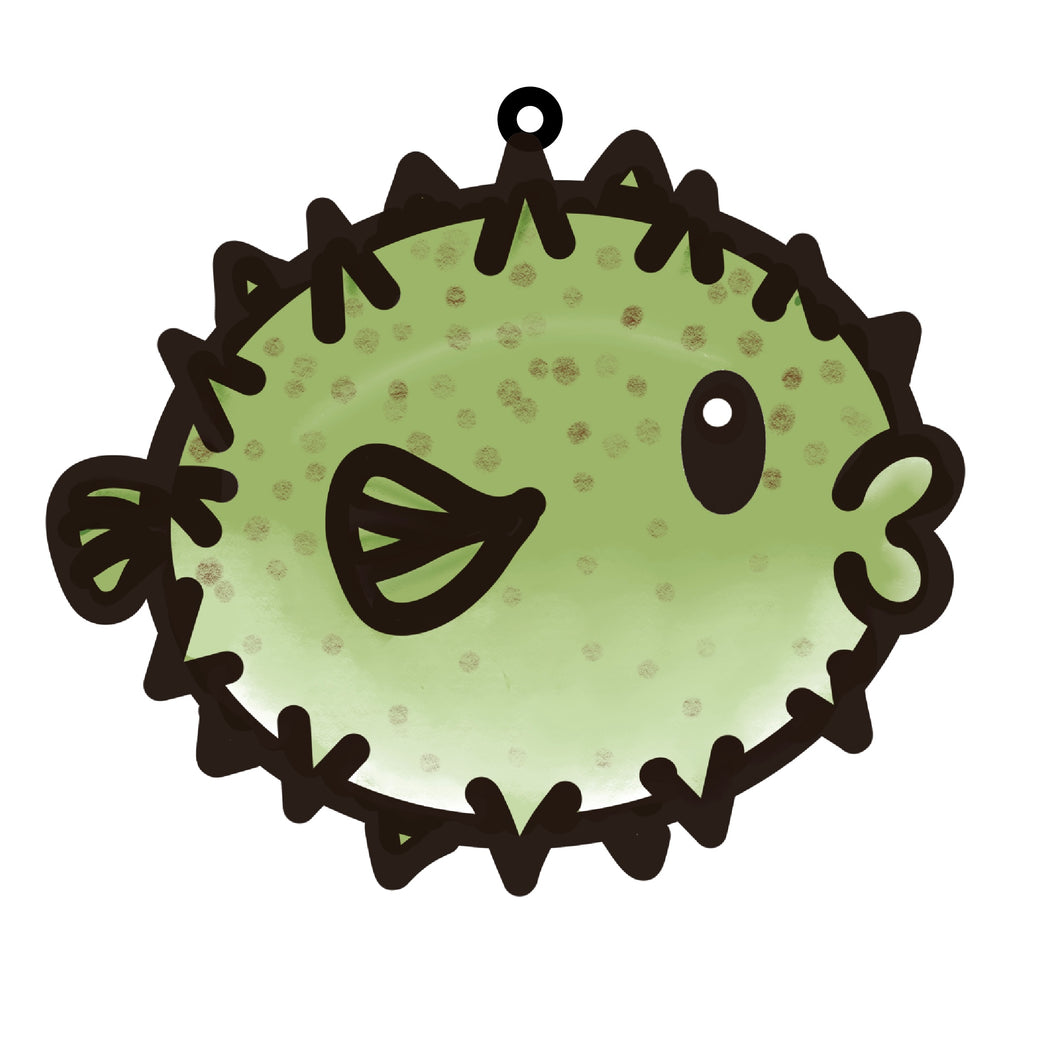OL4568 - MDF Doodle Cute Animal Hanging Sealife  - Pufferfish - Olifantjie - Wooden - MDF - Lasercut - Blank - Craft - Kit - Mixed Media - UK
