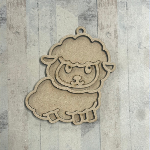 OL4809 - MDF Doodle Cute Animal Hanging Farm  - Sheep - Olifantjie - Wooden - MDF - Lasercut - Blank - Craft - Kit - Mixed Media - UK