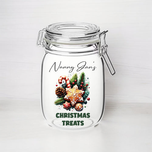 UV264 - Personalised Jar UVDTF Decal - Christmas Treats style 2 - Olifantjie - Wooden - MDF - Lasercut - Blank - Craft - Kit - Mixed Media - UK