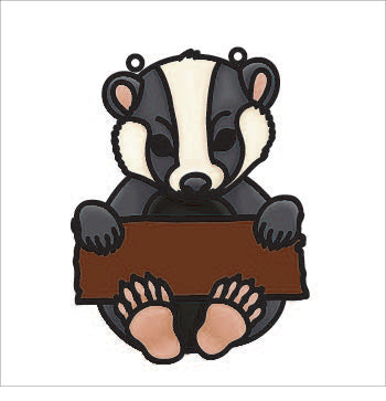 OL3716 - MDF 20cm Doodle Hanging  - Badger Sign - Olifantjie - Wooden - MDF - Lasercut - Blank - Craft - Kit - Mixed Media - UK