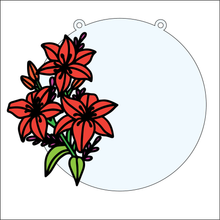 OL4364 - MDF Floral Circle - Freestanding or Hanging/no holes - Acrylic white, or clear or MDF Circle - Lily Doodle - Olifantjie - Wooden - MDF - Lasercut - Blank - Craft - Kit - Mixed Media - UK