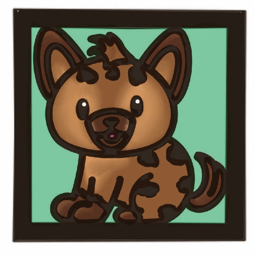OL4525 - MDF Ladder Insert Tile - Doodle Cute Hyena - Olifantjie - Wooden - MDF - Lasercut - Blank - Craft - Kit - Mixed Media - UK