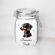 UV201 - Personalised Dog Treat UVDTF Decal with optional Heart colour - Black and Tan Dachshund Face - Olifantjie - Wooden - MDF - Lasercut - Blank - Craft - Kit - Mixed Media - UK