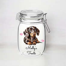 UV198 - Personalised Dog Treat UVDTF Decal with optional Heart colour -  Dappled Chocolate  Dachshund - Olifantjie - Wooden - MDF - Lasercut - Blank - Craft - Kit - Mixed Media - UK