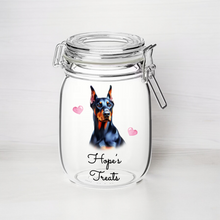 UV209 - Personalised Dog Treat UVDTF Decal with optional Heart colour - Doberman - Olifantjie - Wooden - MDF - Lasercut - Blank - Craft - Kit - Mixed Media - UK