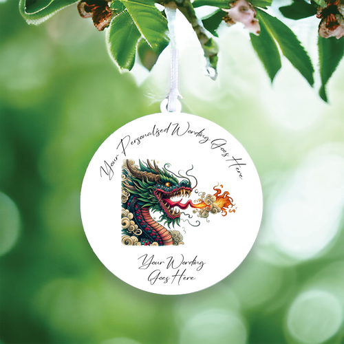 UV552 - Acrylic and UVDTF Personalised Round Hanging - Dragons breath - Olifantjie - Wooden - MDF - Lasercut - Blank - Craft - Kit - Mixed Media - UK