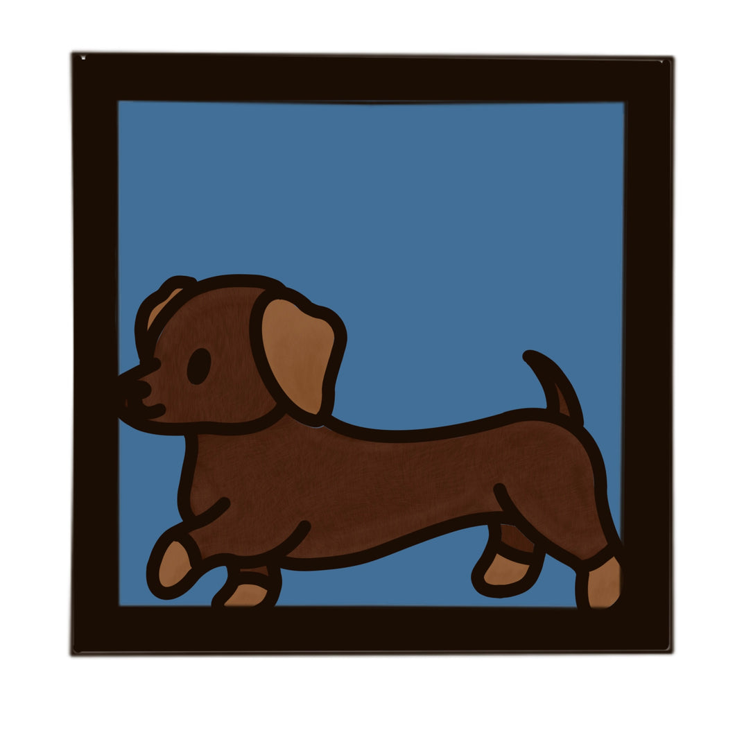 OL4974 - MDF Ladder Insert Tile - Doodle Dog - Dachshund Sausage - Olifantjie - Wooden - MDF - Lasercut - Blank - Craft - Kit - Mixed Media - UK