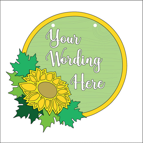 OL5126 - MDF Personalised Small Round hanging layered Plaque Sunflower Theme - Olifantjie - Wooden - MDF - Lasercut - Blank - Craft - Kit - Mixed Media - UK