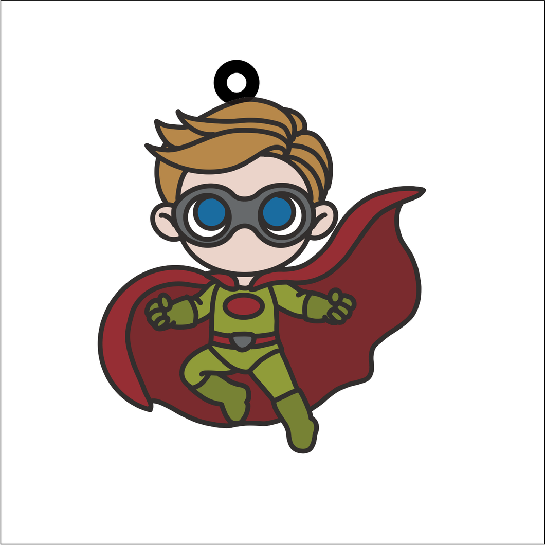 OL5917 - MDF Doodle Super Hero Hanging Bauble - 5 - Olifantjie - Wooden - MDF - Lasercut - Blank - Craft - Kit - Mixed Media - UK