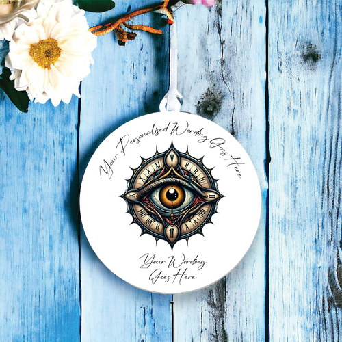 UV556 - Acrylic and UVDTF Personalised Round Hanging - Steampunk Eye 3 - Olifantjie - Wooden - MDF - Lasercut - Blank - Craft - Kit - Mixed Media - UK