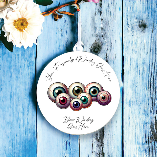 UV559 - Acrylic and UVDTF Personalised Round Hanging - Eyeballs - Olifantjie - Wooden - MDF - Lasercut - Blank - Craft - Kit - Mixed Media - UK