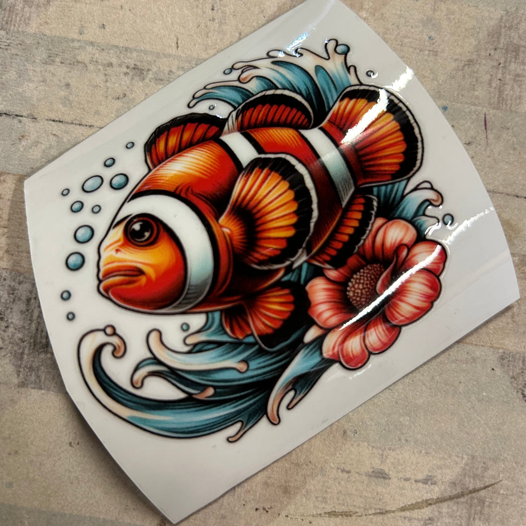 UV288 - UVDTF - Clown Fish - nautical sea theme - Olifantjie - Wooden - MDF - Lasercut - Blank - Craft - Kit - Mixed Media - UK