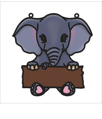 OL3715 - MDF 20cm Doodle Hanging  - Elephant Sign - Olifantjie - Wooden - MDF - Lasercut - Blank - Craft - Kit - Mixed Media - UK