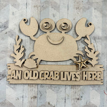 OL6089 - Large Crab Personalised Plaque - Olifantjie - Wooden - MDF - Lasercut - Blank - Craft - Kit - Mixed Media - UK