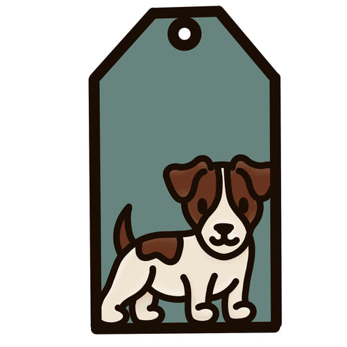 OL4960 - MDF Doodle Dog Tag Hanging - Jack Russell - Olifantjie - Wooden - MDF - Lasercut - Blank - Craft - Kit - Mixed Media - UK