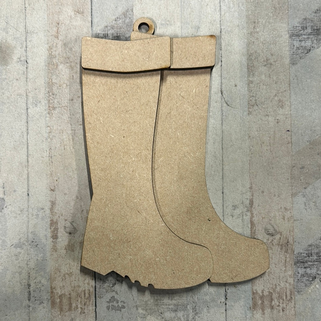 OL3985 - MDF Wellington Boots hanging - Olifantjie - Wooden - MDF - Lasercut - Blank - Craft - Kit - Mixed Media - UK