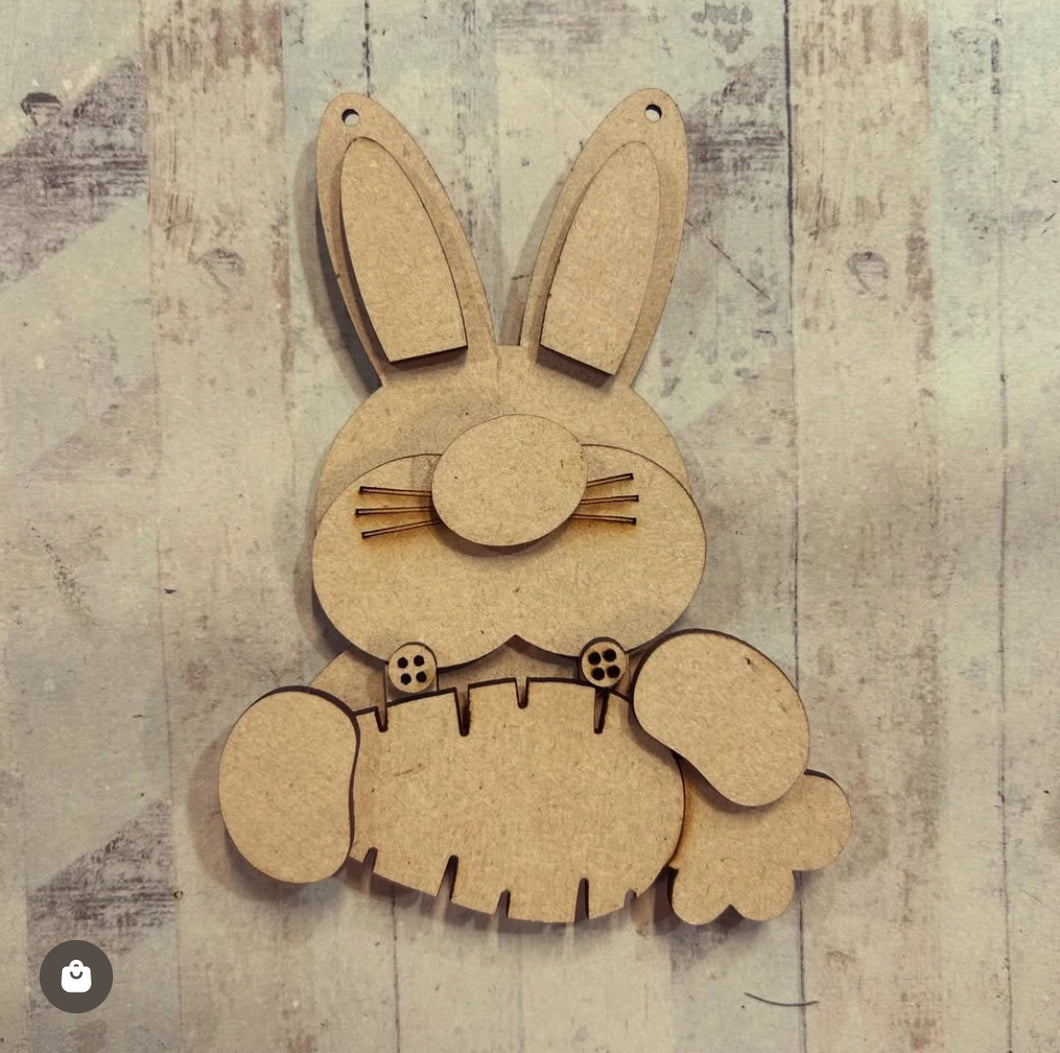 NO550 - MDF Easter Bunny Carrot Hanging - Olifantjie - Wooden - MDF - Lasercut - Blank - Craft - Kit - Mixed Media - UK