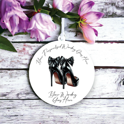 UV600 - Acrylic and UVDTF Personalised Round Hanging - High Heeled Shoes 2 - Olifantjie - Wooden - MDF - Lasercut - Blank - Craft - Kit - Mixed Media - UK