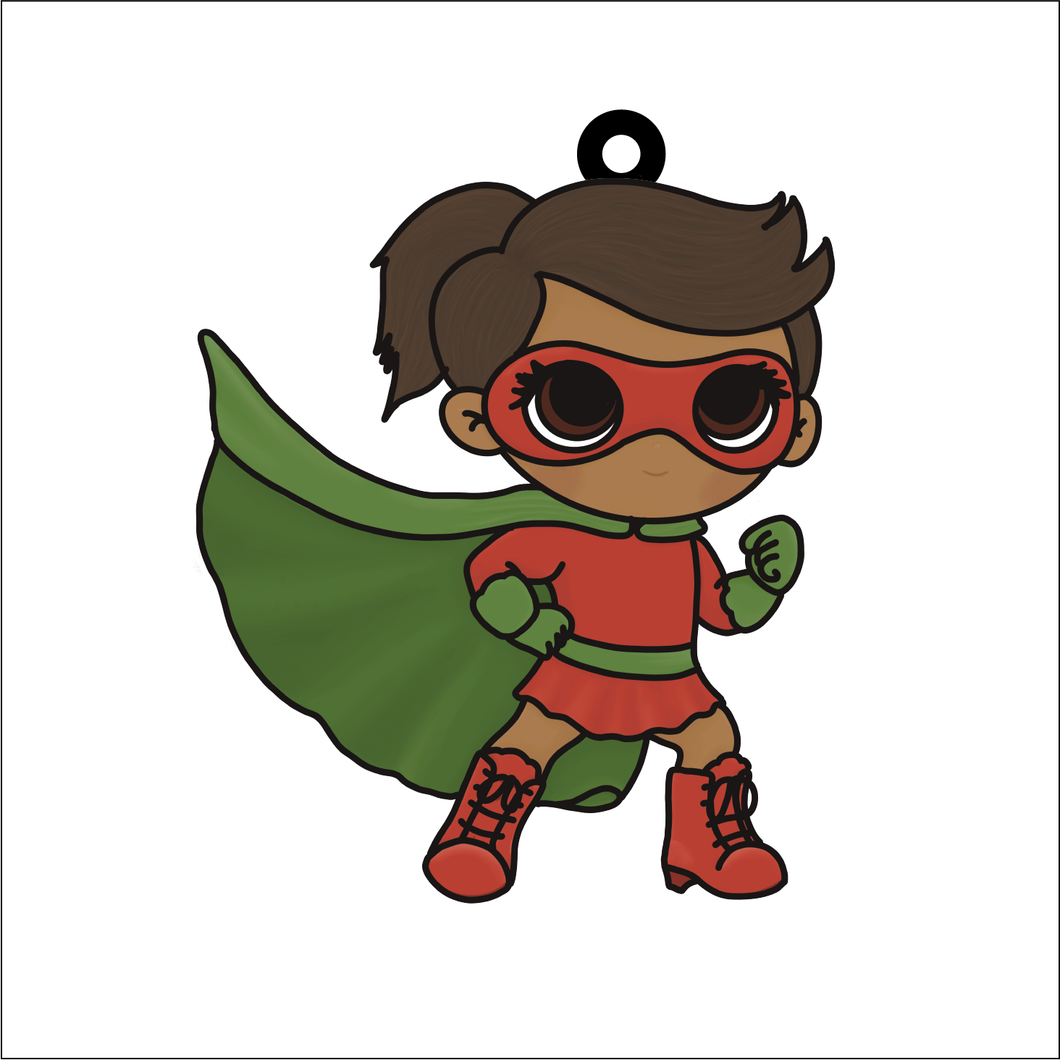 OL5918 - MDF Doodle Super Hero Hanging Bauble - 6 - Olifantjie - Wooden - MDF - Lasercut - Blank - Craft - Kit - Mixed Media - UK