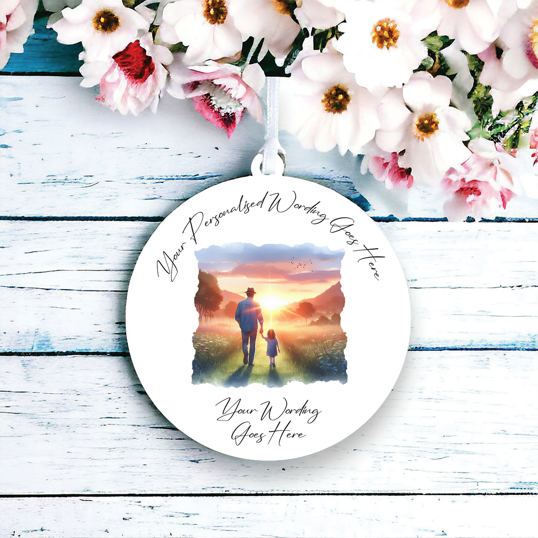 UV567 - Acrylic and UVDTF Personalised Round Hanging - Father and Daughter G - Olifantjie - Wooden - MDF - Lasercut - Blank - Craft - Kit - Mixed Media - UK