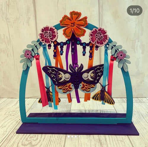 OL4465  MDF Freestanding Celestial Moth Kit - Olifantjie - Wooden - MDF - Lasercut - Blank - Craft - Kit - Mixed Media - UK