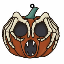 OL3569 - MDF Doodle Pumpkin Skeleton Hanging - with or without banner - Olifantjie - Wooden - MDF - Lasercut - Blank - Craft - Kit - Mixed Media - UK