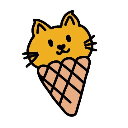 OL3794 - MDF Mini (8cm) Kawaii Backing - Magnet / Brooch size! Cat Cone - Olifantjie - Wooden - MDF - Lasercut - Blank - Craft - Kit - Mixed Media - UK