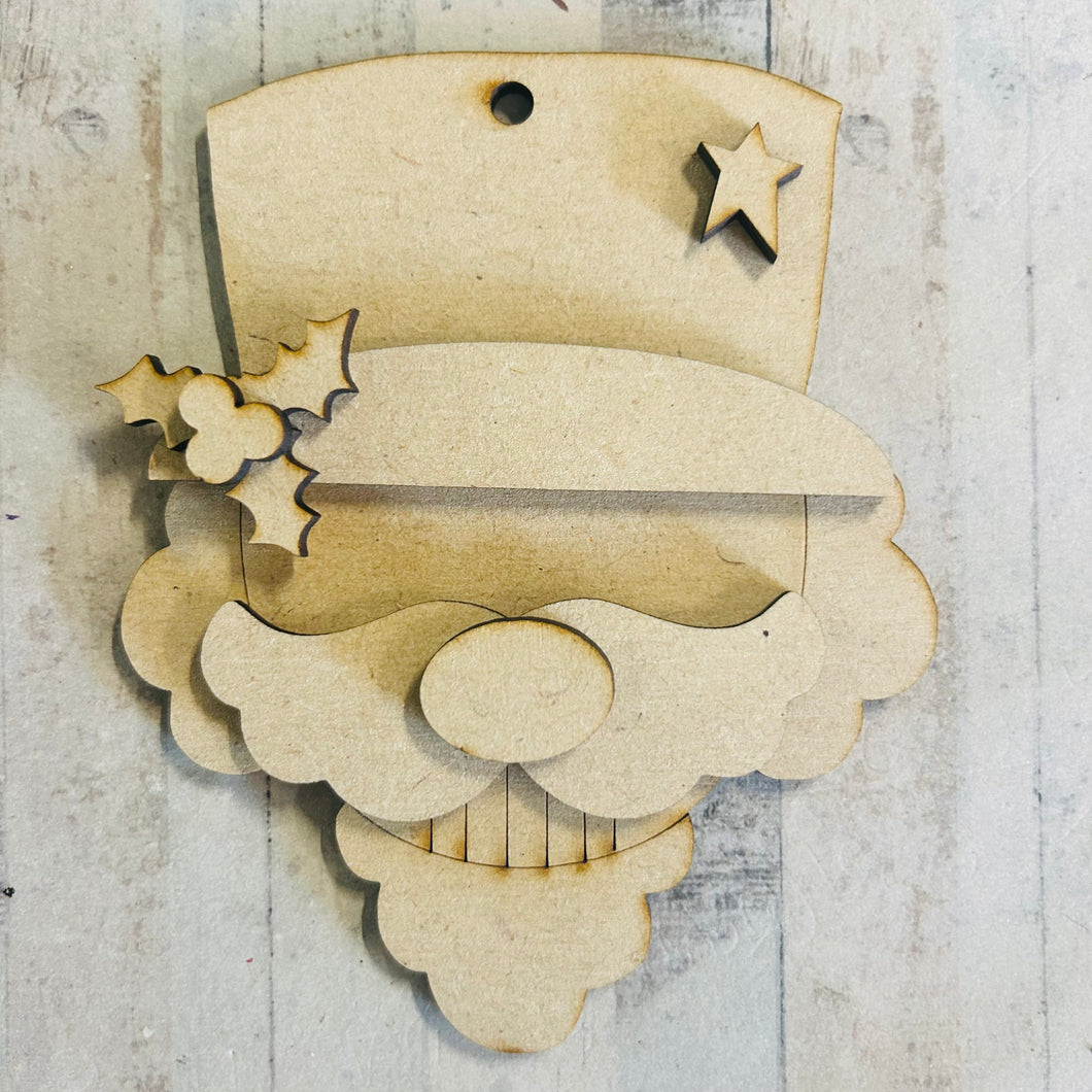 NO061 - MDF 2 Sizes Christmas Nutcracker Face   Hanging Bauble - Olifantjie - Wooden - MDF - Lasercut - Blank - Craft - Kit - Mixed Media - UK