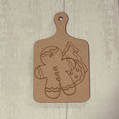 NO877 - MDF 2 Sizes  Christmas Hanging Bauble - Engraved Christmas Tag - Gingerbread