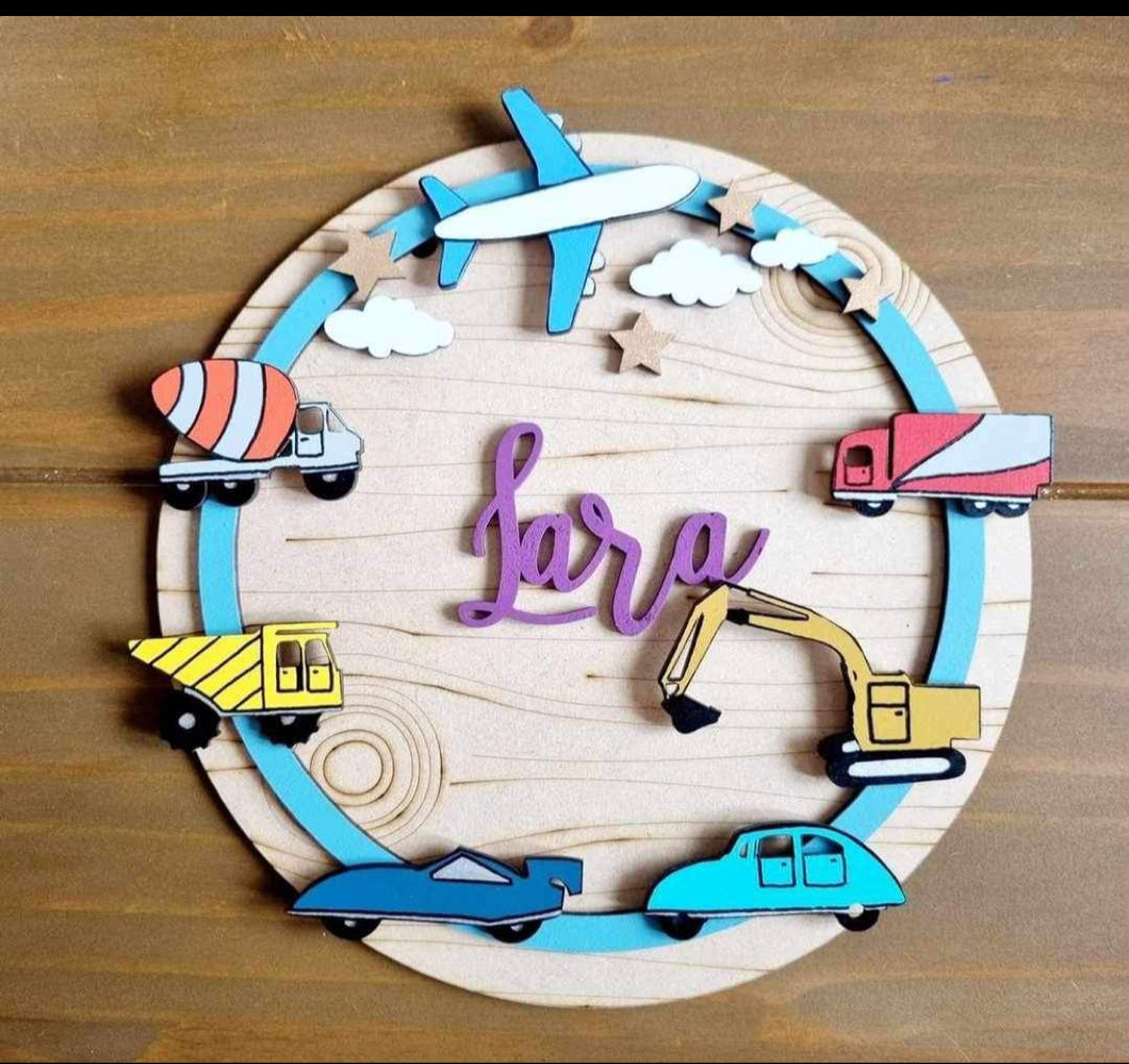 W083 - MDF Transport Wreath - 3 sizes - Olifantjie - Wooden - MDF - Lasercut - Blank - Craft - Kit - Mixed Media - UK