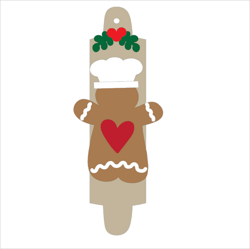 NO135 - MDF 2 Sizes Christmas Gingerbread Rolling Pin Baker Hanging Bauble - Olifantjie - Wooden - MDF - Lasercut - Blank - Craft - Kit - Mixed Media - UK