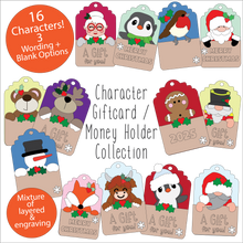 NO800 - MDF Character Gift Card / Money Holder - Pick one from 16 options - Olifantjie - Wooden - MDF - Lasercut - Blank - Craft - Kit - Mixed Media - UK