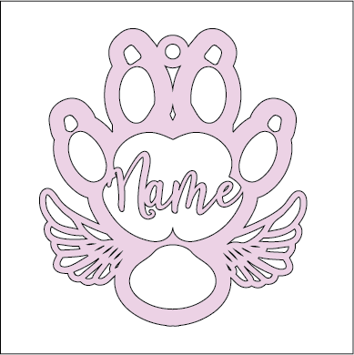 OL4302  - MDF Personalised Guinea pig paw with Joined Angel wings Bauble/Hanging - Olifantjie - Wooden - MDF - Lasercut - Blank - Craft - Kit - Mixed Media - UK