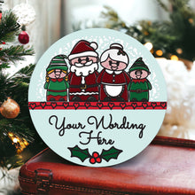 OL3613 - MDF Christmas Doodle Naive Characters Rattan Circle  Plaque - Your wording - - Olifantjie - Wooden - MDF - Lasercut - Blank - Craft - Kit - Mixed Media - UK