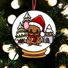 OL3644 - MDF Mouse Christmas Bauble Snow Globe - Olifantjie - Wooden - MDF - Lasercut - Blank - Craft - Kit - Mixed Media - UK