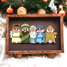 OL3645  - MDF Doodle Stacked Christmas  Naive Nativity Horizontal - Olifantjie - Wooden - MDF - Lasercut - Blank - Craft - Kit - Mixed Media - UK