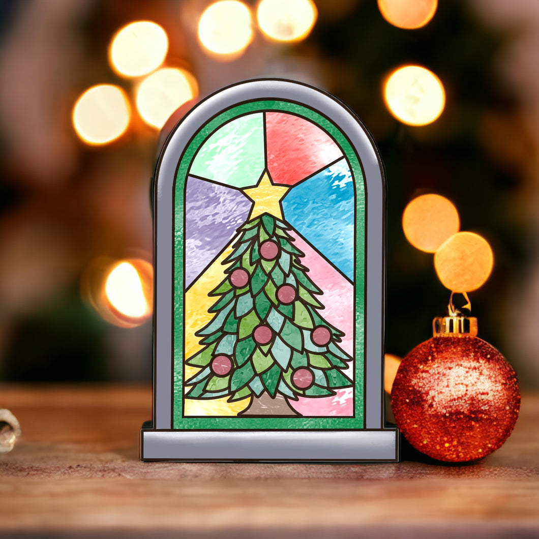 OL3667  - MDF  Christmas Tree Window Doodle Kit - Olifantjie - Wooden - MDF - Lasercut - Blank - Craft - Kit - Mixed Media - UK