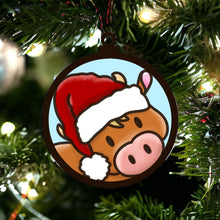 OL3663 - MDF Doodle Christmas Hanging - Highland Cow  hat with or without banner - Olifantjie - Wooden - MDF - Lasercut - Blank - Craft - Kit - Mixed Media - UK