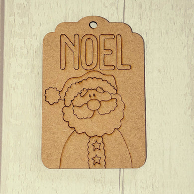 NO875 - MDF 2 Sizes  Christmas Hanging Bauble - Engraved Christmas Tag - Santa Noel