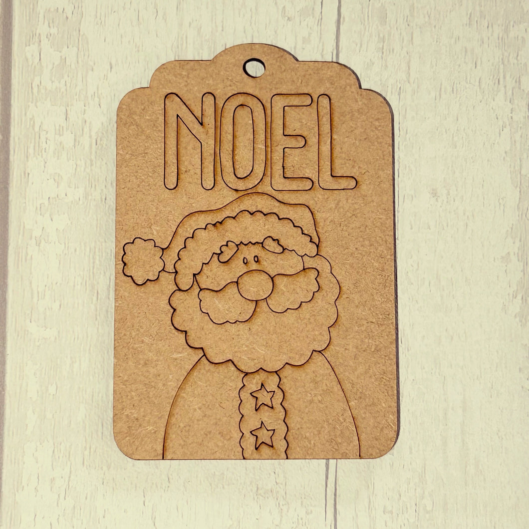 NO875 - MDF 2 Sizes  Christmas Hanging Bauble - Engraved Christmas Tag - Santa Noel