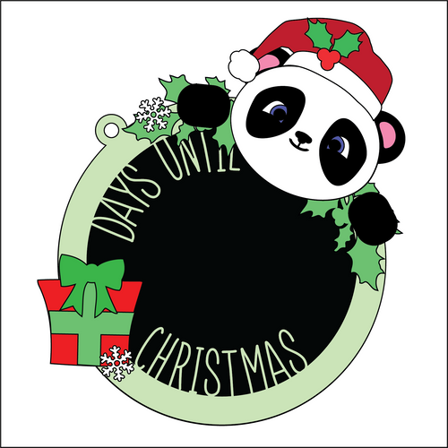 OL3805 - MDF Christmas Panda Christmas Countdown - Olifantjie - Wooden - MDF - Lasercut - Blank - Craft - Kit - Mixed Media - UK