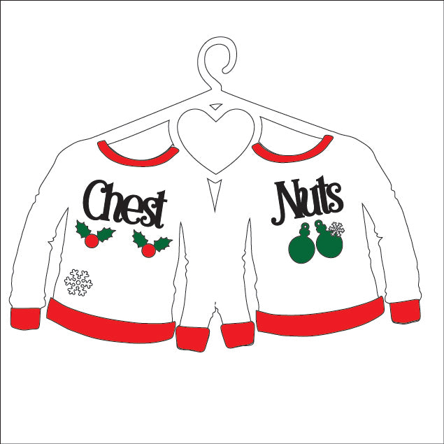 SJ532 - MDF Double Chestnuts Christmas Jumper - Olifantjie - Wooden - MDF - Lasercut - Blank - Craft - Kit - Mixed Media - UK