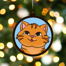 OL3557 - MDF Doodle Christmas Hanging - Cute Cat with or without banner - Olifantjie - Wooden - MDF - Lasercut - Blank - Craft - Kit - Mixed Media - UK