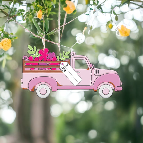 OL3584 - MDF Gift Card Holder - Truck - Flowers - Olifantjie - Wooden - MDF - Lasercut - Blank - Craft - Kit - Mixed Media - UK