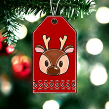 OL3598 - MDF Christmas Tag Hanging - Reindeer 1 - Olifantjie - Wooden - MDF - Lasercut - Blank - Craft - Kit - Mixed Media - UK