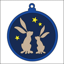 OL3662 - MDF Round Hanging - Hares - Olifantjie - Wooden - MDF - Lasercut - Blank - Craft - Kit - Mixed Media - UK